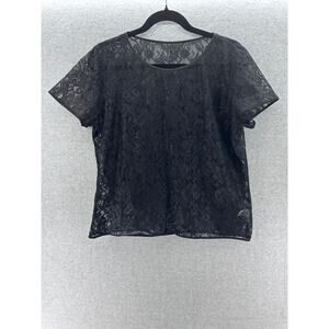 American Apparel Women's sz M/L Sexy Lace Sheer T Shirt Top Y2K
